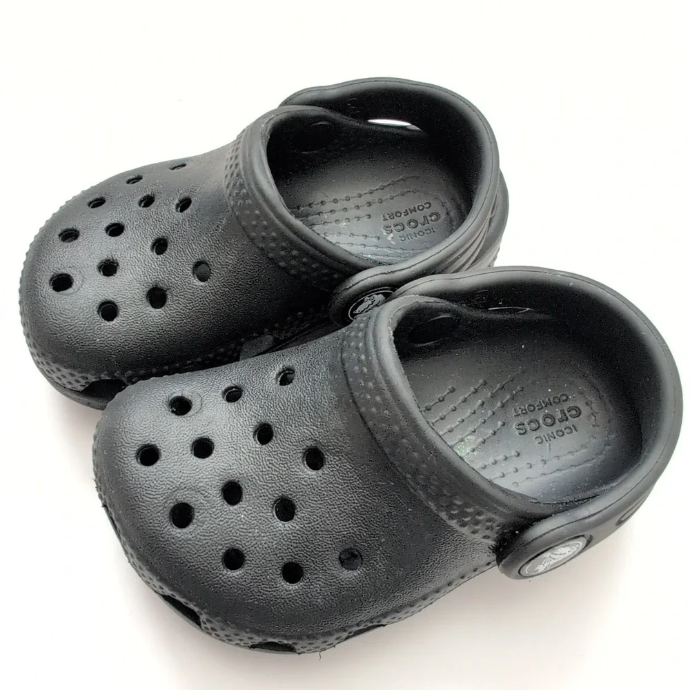 Kids Black Crocs Classic Clog Shoes Size 5 Baby Toddler‎ Littles Water Sandals